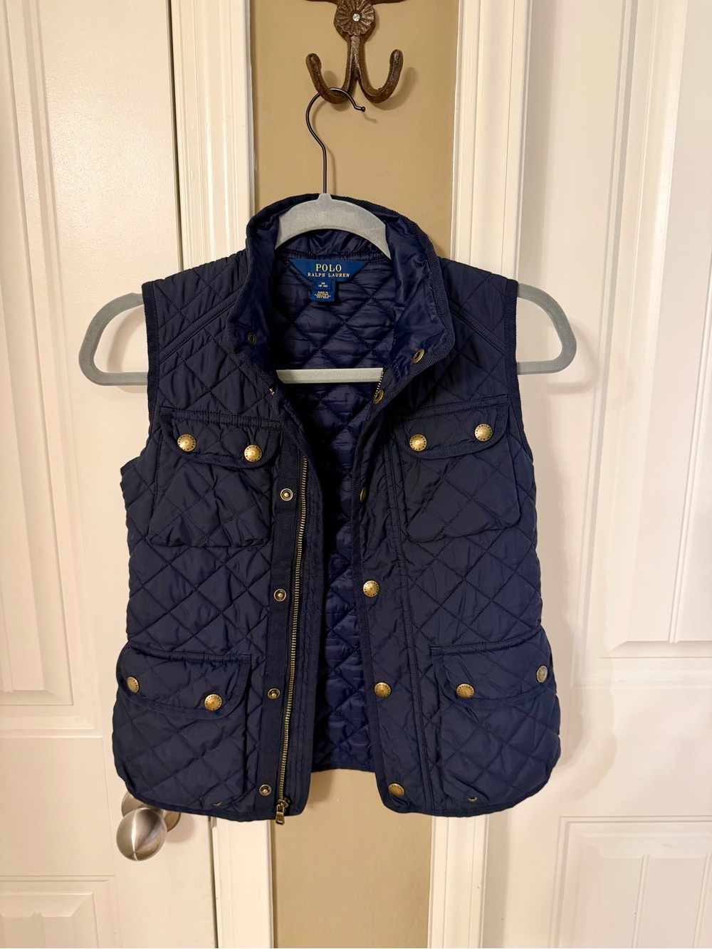 Polo by Ralph Lauren Navy Quilted Vest with Gold-Tone Details for boy or girl